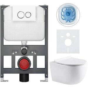 CERANO - Kompletný WC set Basic/Felci - biela lesklá - WC tlačidlo Dualo/Biela - závesné - nízky modul - predstenová inštalácia - 53x37 CER-8050BD86064 vyobraziť