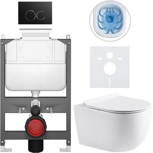 CERANO - Kompletný WC set Basic/Felci - biela lesklá - WC tlačidlo Dualo/Čierna - ovládanie zhora - predstenová inštalácia - 53x37 CER-8050BD86065 vyobraziť
