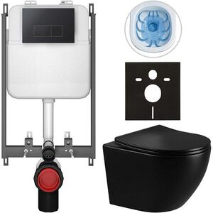CERANO - Kompletný WC set Basic/Cesso - čierna lesklá - WC tlačidlo Modulo/Čierna - na zamurovanie - 49x36 CER-8050BD86321 vyobraziť
