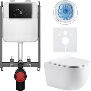 CERANO - Kompletný WC set Basic/Felci - biela lesklá - WC tlačidlo Dualo/Čierna - na zamurovanie - 53x37 CER-8050BD86066 vyobraziť