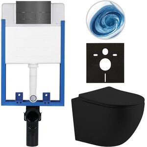 CERANO - Kompletný WC set Profi/Cesso - čierna matná - WC tlačidlo Line - tmavo šedá - na zamurovanie - 49x36 CER-8050BD84384 vyobraziť
