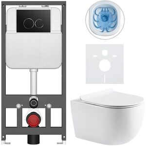CERANO - Kompletný WC set Basic/Felci - biela lesklá - WC tlačidlo Dualo/Čierna - závesné - predstenová inštalácia - 53x37 CER-8050BD86068 vyobraziť