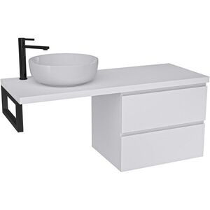 CERANO - Kúpeľňová skrinka Carole - biela matná + doska pod umývadlo Navira Pro - 36 mm + konzola čierna - 120x46x51, 6 CER-606174 vyobraziť