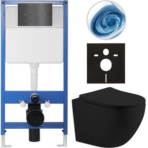 CERANO - Kompletný WC set Profi/Cesso - čierna matná - WC tlačidlo Line/Tmavosivá - predstenová inštalácia - 49x36 CER-8050BD84385 vyobraziť