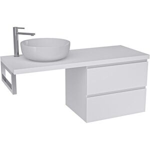 CERANO - Kúpeľňová skrinka Carole - biela matná + doska pod umývadlo Navira Pro - 36 mm + konzola chróm - 120x46x51, 6 CER-606177 vyobraziť