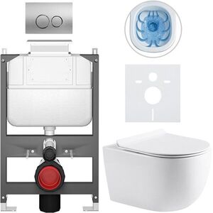 CERANO - Kompletný WC set Basic/Felci - biela lesklá - WC tlačidlo Dualo/Strieborná - ovládanie zhora - predstenová inštalácia - 53x37 CER-8050BD86070 vyobraziť