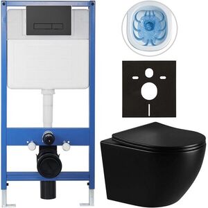 CERANO - Kompletný podomietkový WC set Profi/Cesso - čierna lesklá - WC tlačidlo Slim, čierne matné - predstenová inštalácia / sadrokartón - 49x36 CER-8050BD48 vyobraziť