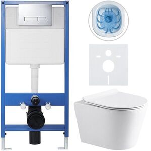 CERANO - Kompletný WC set Profi/Carlito - biela lesklá - WC tlačidlo Slim/Chrom - predstenová inštalácia - 48, 5x36, 5 CER-8050BD77 vyobraziť