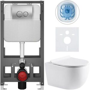 CERANO - Kompletný WC set Basic/Felci - biela lesklá - WC tlačidlo Dualo/Strieborná - voľne stojaca - predstenová inštalácia - 53x37 CER-8050BD86072 vyobraziť