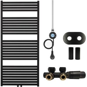 CERANO - Kúpeľňový radiátorový set Vincenzo - kombinované vykurovanie, wifi tyč - stredové pripojenie 50 mm - 600W - čierna matná - 1340x600 mm CER-663514 vyobraziť