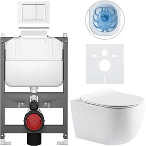 CERANO - Kompletný WC set Basic/Felci - biela lesklá - WC tlačidlo Maxio/Biela - ovládanie zhora - predstenová inštalácia - 53x37 CER-8050BD86075 vyobraziť