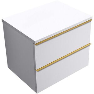 CERANO - Kúpeľňová skrinka Velora - biela matná, úchytka zlatá + doska pod umývadlo Navira Pro - 36 mm - 70x56, 6x46, 5 CER-668555 vyobraziť