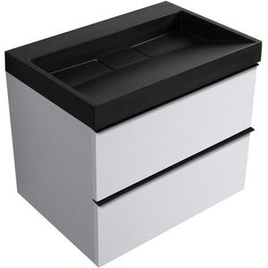 CERANO - Kúpeľňová skrinka Velora - biela matná, úchytka čierna + umývadlo z lit. mramoru Vita - čierna matná - 70x63x46, 5 CER-8050BD83984 vyobraziť