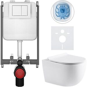 CERANO - Kompletný WC set Basic/Felci - biela lesklá - WC tlačidlo Maxio/Biela - na zamurovanie - 53x37 CER-8050BD86076 vyobraziť