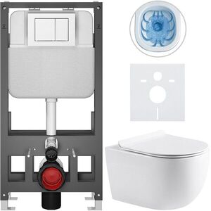 CERANO - Kompletný WC set Basic/Felci - biela lesklá - WC tlačidlo Maxio/Biela - voľne stojaca - predstenová inštalácia - 53x37 CER-8050BD86077 vyobraziť