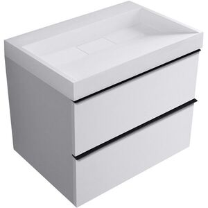 CERANO - Kúpeľňová skrinka Velora - biela matná, úchytka čierna + umývadlo z lit. mramoru Vita - biela lesklá - 70x63x46, 5 CER-8050BD83986 vyobraziť