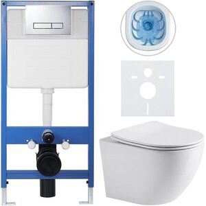 CERANO - Kompletný podomietkový WC set Lite/Cesso - biela lesklá - WC tlačidlo Slim, chróm - predstenová inštalácia/sadrokartón - 49x36 CER-8050BD11 vyobraziť