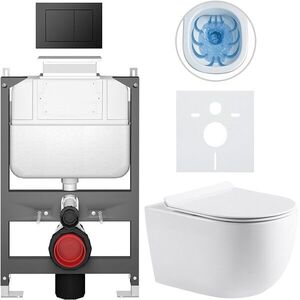 CERANO - Kompletný WC set Basic/Felci - biela lesklá - WC tlačidlo Maxio/Čierna - ovládanie zhora - predstenová inštalácia - 53x37 CER-8050BD86080 vyobraziť