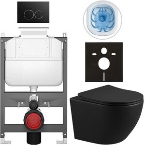 CERANO - Kompletný WC set Basic/Cesso - čierna matná - WC tlačidlo Dualo/Čierna - ovládanie zhora - predstenová inštalácia - 49x36 CER-8050BD86335 vyobraziť
