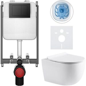 CERANO - Kompletný WC set Basic/Felci - biela lesklá - WC tlačidlo Maxio/Čierna - na zamurovanie - 53x37 CER-8050BD86081 vyobraziť