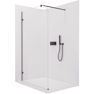 CERANO - Sprchová zástena Walk-in Orbis Round Ľ/P - 8 mm - okrúhla vzpera - čierna matná, transparentné sklo - 140x200 CER-978728 vyobraziť