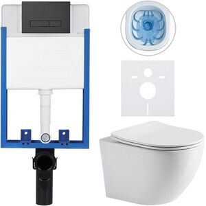 CERANO - Kompletný podomietkový WC set Profi/Cesso - biela lesklá - WC tlačidlo Slim, čierne matné - na zamurovanie - 49x36 CER-8050BD16 vyobraziť