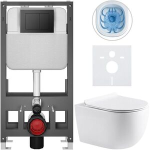 CERANO - Kompletný WC set Basic/Felci - biela lesklá - WC tlačidlo Maxio/Čierna - voľne stojaca - predstenová inštalácia - 53x37 CER-8050BD86082 vyobraziť