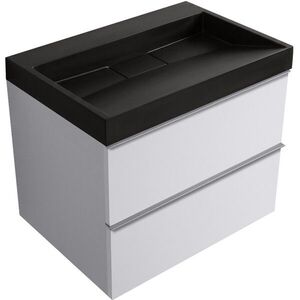 CERANO - Kúpeľňová skrinka Velora - biela matná, úchytka chróm + umývadlo z lit. mramoru Vita - čierna matná - 70x63x46, 5 CER-8050BD83993 vyobraziť