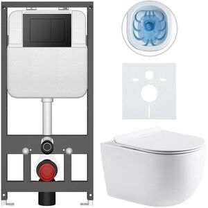 CERANO - Kompletný WC set Basic/Felci - biela lesklá - WC tlačidlo Maxio/Čierna - závesné - predstenová inštalácia - 53x37 CER-8050BD86083 vyobraziť