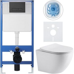 CERANO - Kompletný WC set Profi/Cesso - biela lesklá - WC tlačidlo Slim/Čierna matná - predstenová inštalácia - 49x36 CER-8050BD9 vyobraziť