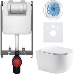 CERANO - Kompletný WC set Basic/Felci - biela lesklá - WC tlačidlo Maxio/Strieborná - na zamurovanie - 53x37 CER-8050BD86086 vyobraziť
