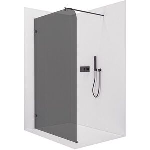 CERANO - Sprchová zástena Walk-in Orbis Round Ľ/P - 8 mm - okrúhla vzpera - čierna matná, grafitové sklo - 120x200 CER-978733 vyobraziť