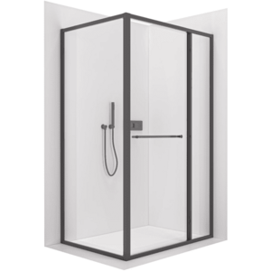 CERANO - Sprchovací kút Versaro L/P - 6 mm - čierna matná, transparentné sklo - 110x90 - zasúvacia CER-8050BD80292 vyobraziť