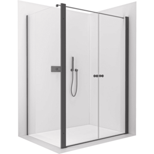 CERANO - Sprchovací kút Antelo L - Ľ/P - 6 mm - čierna matná, transparentné sklo - 112x60 - otočný CER-666301 vyobraziť