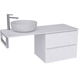 CERANO - Kúpeľňová skrinka Carole - biela matná ryhovaná + doska pod umývadlo Navira Slim - 18 mm + konzola chróm - 160x46x49, 8 CER-371821 vyobraziť