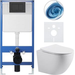 CERANO - Kompletný WC set Profi/Cesso - biela lesklá - WC tlačidlo Classic/Čierna matná - predstenová inštalácia - 49x36 CER-8050BD81 vyobraziť
