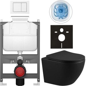 CERANO - Kompletný WC set Basic/Cesso - čierna matná - WC tlačidlo Maxio/Biela - ovládanie zhora - predstenová inštalácia - 49x36 CER-8050BD86345 vyobraziť