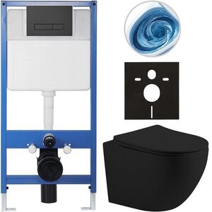 CERANO - Kompletný podomietkový WC set Lite/Cesso - čierna matná - WC tlačidlo Slim, čierne matné - predstenová inštalácia / sadrokartón - 49x36 CER-8050BD111 vyobraziť