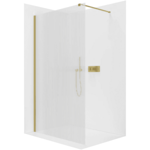 CERANO - Sprchová zástena Walk-in Onyx Cube Ľ/P - 8 mm - hranatá vzpera - zlatá, ryhované sklo - 60x200 CER-8050BD600 vyobraziť