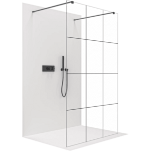 CERANO - Sprchová zástena Walk-in Onyx Duo Ľ/P - 8 mm - hranatá vzpera - čierna matná, industriálne sklo - 120x200 CER-8050BD2083 vyobraziť