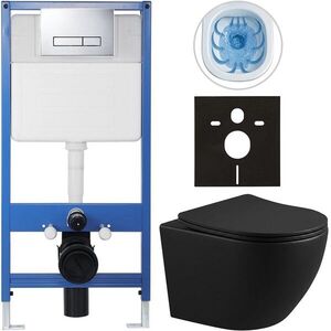 CERANO - Kompletný podomietkový WC set Profi/Cesso - čierna matná - WC tlačidlo Slim, chróm - predstenová inštalácia / sadrokartón - 49x36 CER-8050BD53 vyobraziť