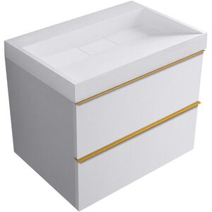 CERANO - Kúpeľňová skrinka Velora - biela matná, úchytka zlatá + umývadlo z lit. mramoru Vita - biela matná - 70x63x46, 5 CER-8050BD84006 vyobraziť