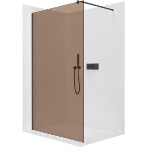 CERANO - Sprchová zástena Walk-in Onyx Round Ľ/P - 8 mm - okrúhla vzpera - čierna matná, bronzové sklo - 140x200 CER-686380 vyobraziť