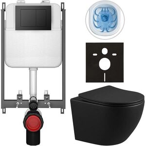 CERANO - Kompletný WC set Basic/Cesso - čierna matná - WC tlačidlo Maxio/Čierna - na zamurovanie - 49x36 CER-8050BD86351 vyobraziť