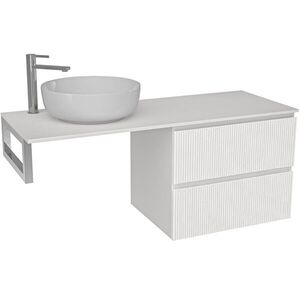 CERANO - Kúpeľňová skrinka Carole - biela matná ryhovaná + doska pod umývadlo z lit. mramoru Elanys - 12 mm + konzola chróm - 160x46x49, 2 CER-609948 vyobraziť