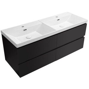 CERANO - Kúpeľňová skrinka Carole - keramické dvojumývadlo Viano - čierna matná - 121, 5x62, 5x46, 5 CER-140366 vyobraziť