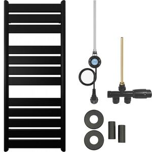 CERANO - Kúpeľňový radiátorový set Arturo - kombinované vykurovanie, wifi tyč - bočné jednobodové pripojenie - 600W - čierna matná - 1200x500 mm CER-663664 vyobraziť