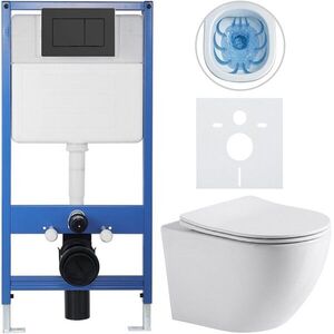 CERANO - Kompletný podomietkový WC set Profi/Cesso - biela lesklá - WC tlačidlo Classic, čierne matné - predstenová inštalácia/sadrokartón - 49x36 CER-8050BD7 vyobraziť