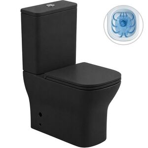 CERANO - WC kombi Hugo, Rimless + Slim/UF sedátko - spodný/zadný odpad - čierna matná - 63, 5x35, 5 CER-538762 vyobraziť