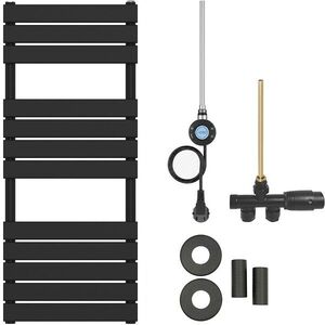 CERANO - Kúpeľňový radiátorový set Claude - kombinované vykurovanie, wifi tyč - bočné jednobodové pripojenie - 600W - čierna matná - 1200x500 mm CER-663670 vyobraziť